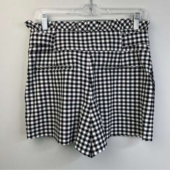 Zara black white gingham speck paper bag tie front shorts size M - Picture 8 of 10